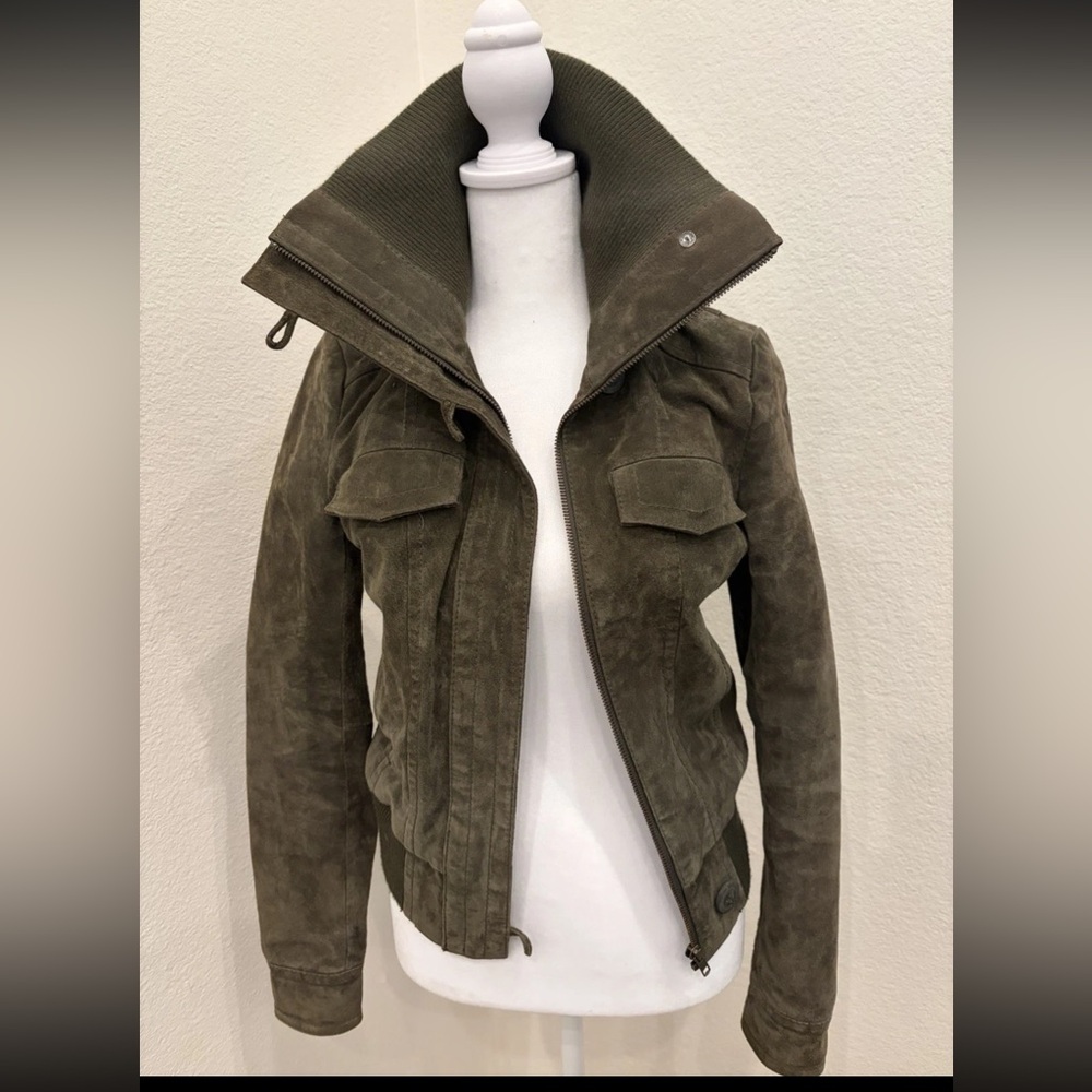 Olive Green Suede Women's Jacket